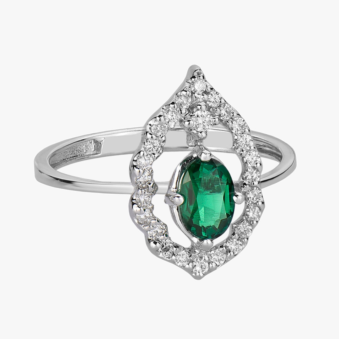 انگشتر جواهر طرح چشم سبز (Green Eye)