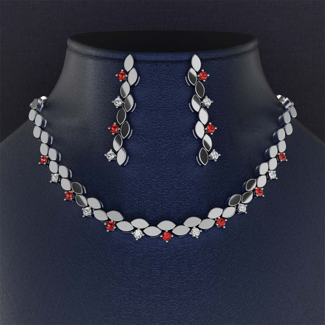 سرویس جواهر عروس برلیان و یاقوت سرخ کد 21064 - 21063 - 21062
